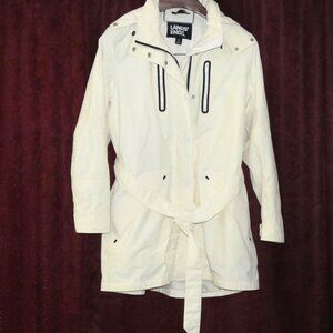 Land's End off white hooded belted squall jacket